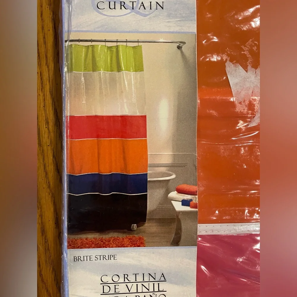 NEW Cortina De Vinil Shower Curtain, Brite Stripe color, standard size